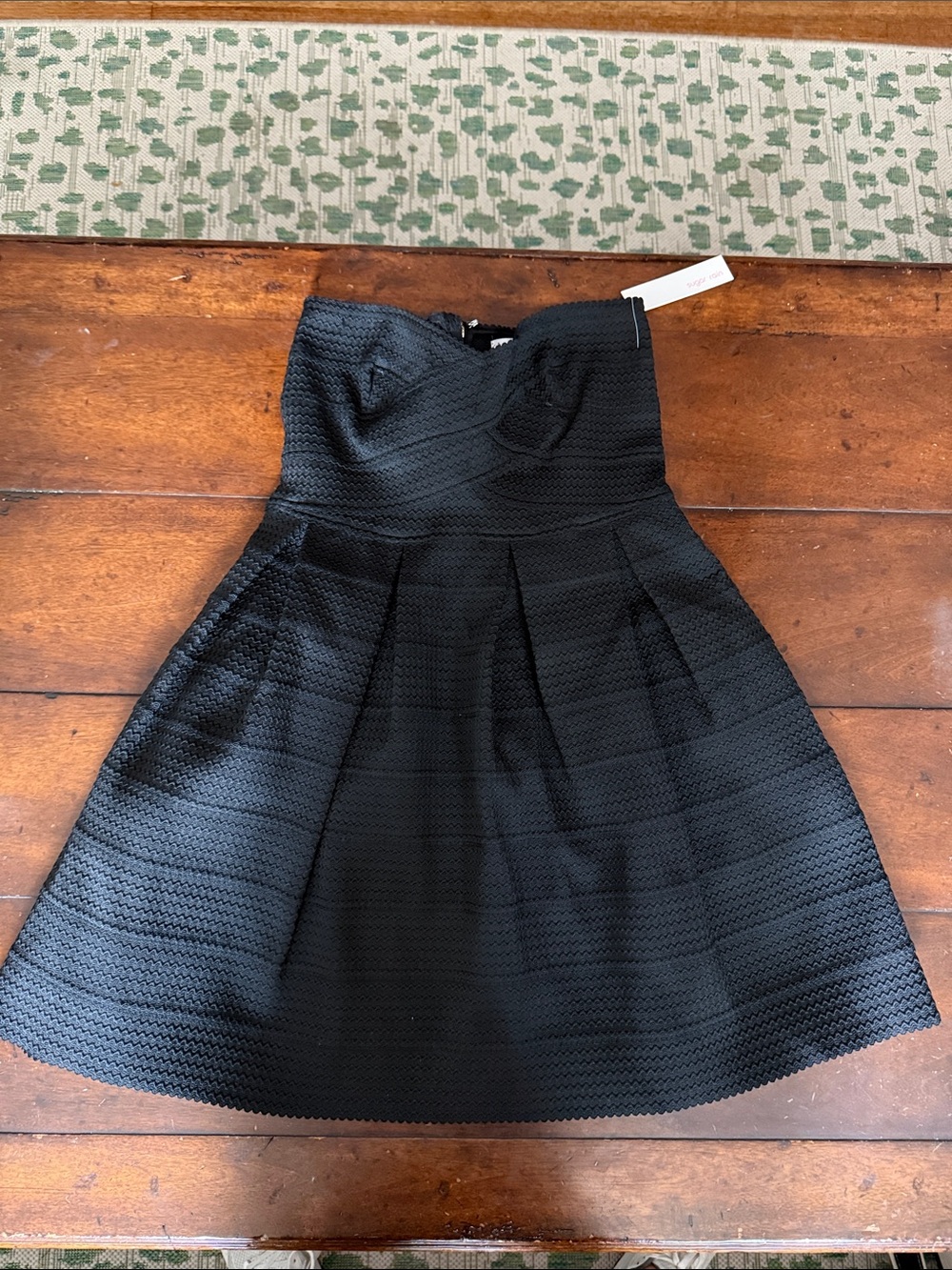 Elegant Black Strapless Textured Mini Dress